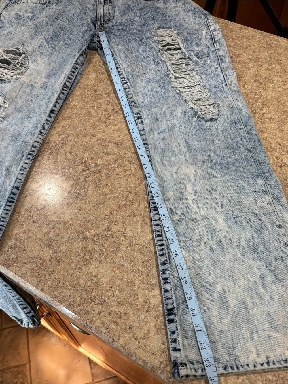 True Religion Men’s Acid Wash Straight Leg Jeans - Light Blue